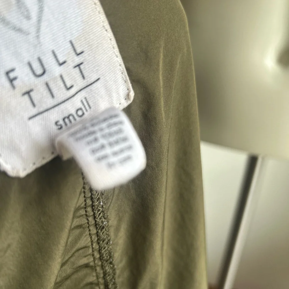 Women full tilt Olive Green Hooded Jacket windbreaker S_4